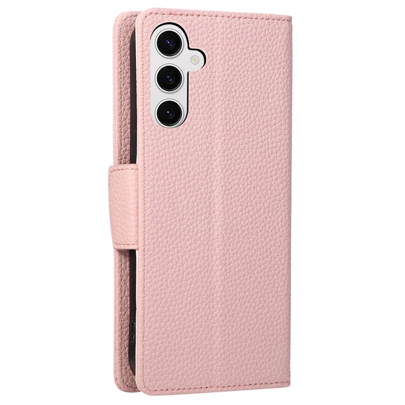 Til Samsung Galaxy S26 Skånlåsemappe i farvesplejset TPU og PU-læder med bæresnøre - Pink