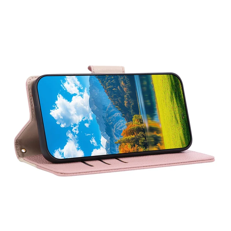 Til Samsung Galaxy S26 Skånlåsemappe i farvesplejset TPU og PU-læder med bæresnøre - Pink