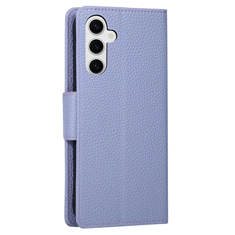 For Samsung Galaxy S24+ Case Zipper Wallet Color Splicing TPU PU Leather Flip Phone Cover with Strap - Purple