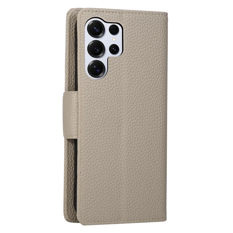 Étui pour Samsung Galaxy S25 Ultra avec Portefeuille à Fermeture Éclair, Housse de Protection à Rabat en Cuir PU et TPU, Couleur Bicolore, avec Sangle - Gris