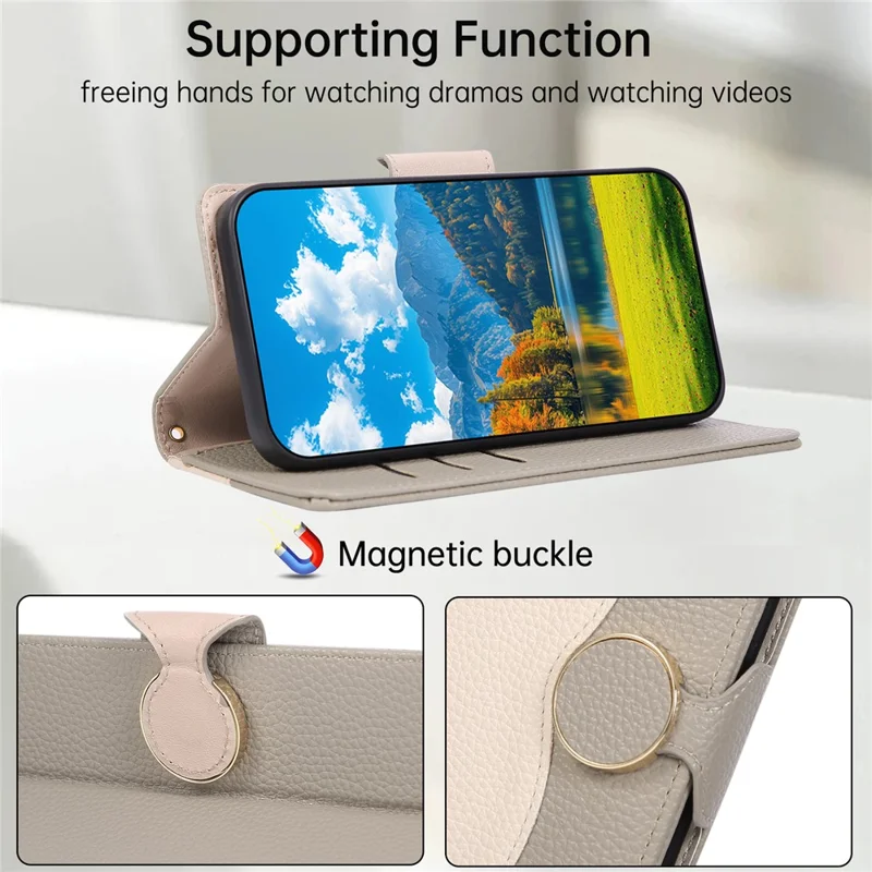 Étui pour Samsung Galaxy S25 Ultra avec Portefeuille à Fermeture Éclair, Housse de Protection à Rabat en Cuir PU et TPU, Couleur Bicolore, avec Sangle - Gris