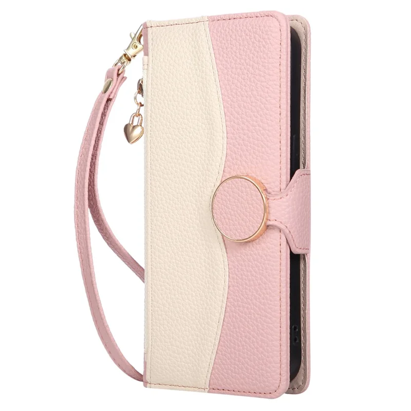 For Samsung Galaxy S26 Ultra Case Zipper Wallet Color Splicing TPU PU Leather Flip Phone Cover with Strap - Pink