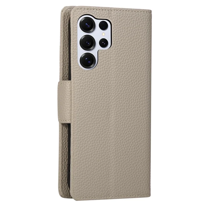 Étui pour Samsung Galaxy S24 Ultra avec Portefeuille à Fermeture Éclair, Housse Pliable en Cuir PU et TPU avec Sangle, Couleur Grise