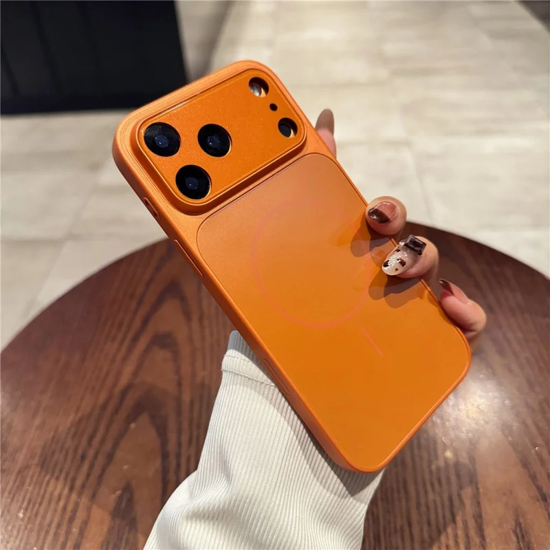 For iPhone 17 Pro Case Compatible with MagSafe Lens Protection Acrylic + TPU Matte Phone Cover - Titanium Orange