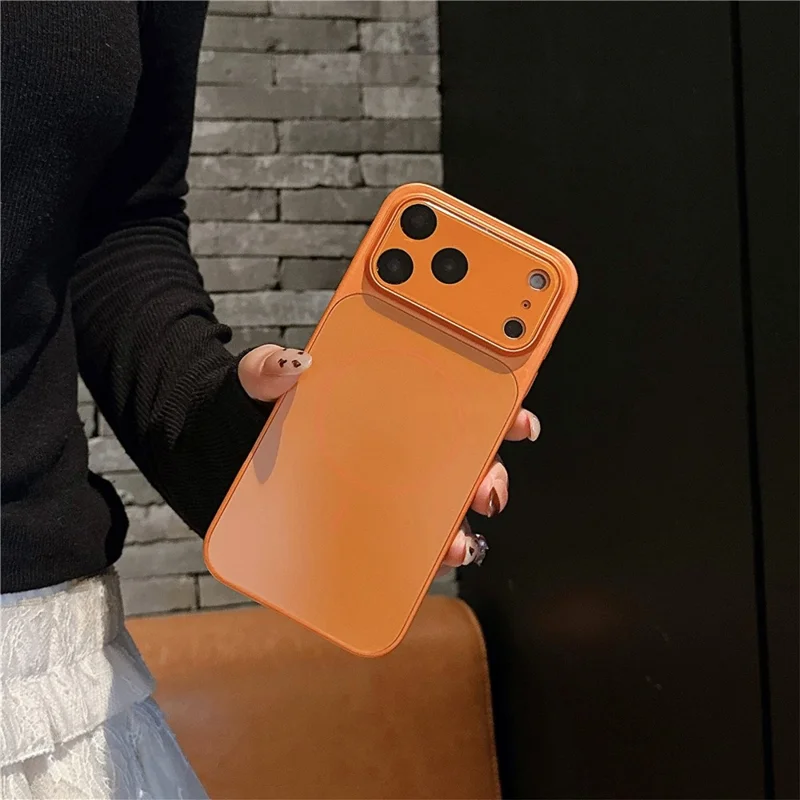 For iPhone 17 Pro Case Compatible with MagSafe Lens Protection Acrylic + TPU Matte Phone Cover - Titanium Orange