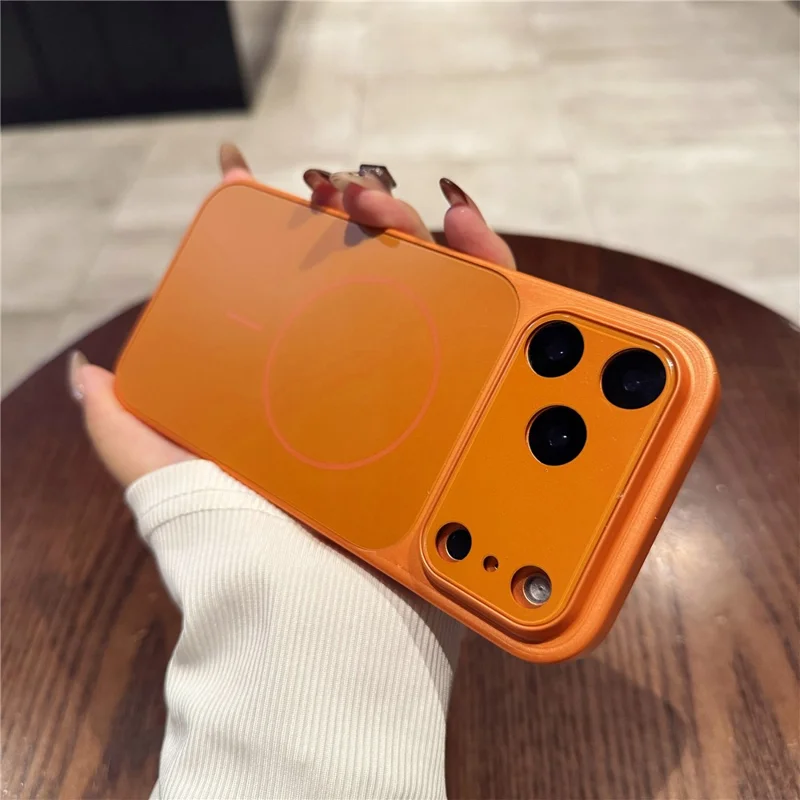 For iPhone 17 Pro Case Compatible with MagSafe Lens Protection Acrylic + TPU Matte Phone Cover - Titanium Orange