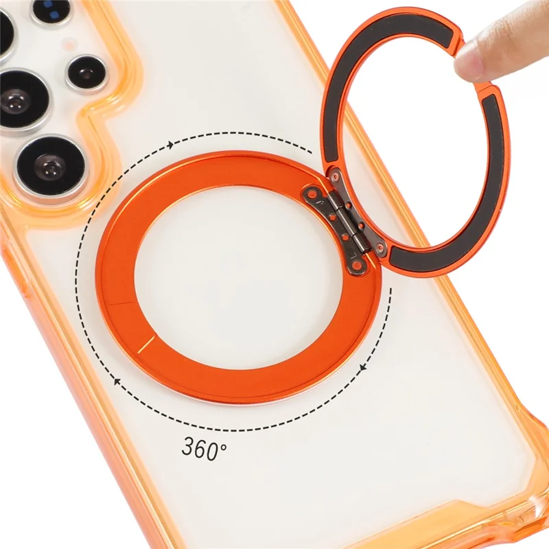 Für Samsung Galaxy S26 Ultra Magnetische Hülle mit Ringständer TPU + PC Handy-Schutzhülle mit Umhängeband - Orange