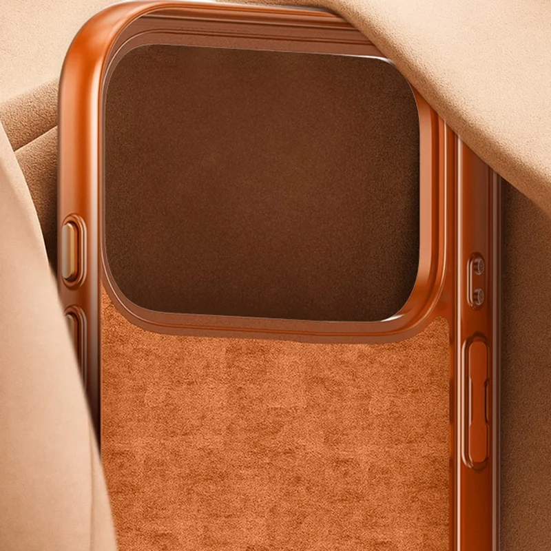 JAUCASE Coque Magnétique pour iPhone 17 Pro Max, Texture Lin Rotative avec Support Anneau en PC + TPU - Orange