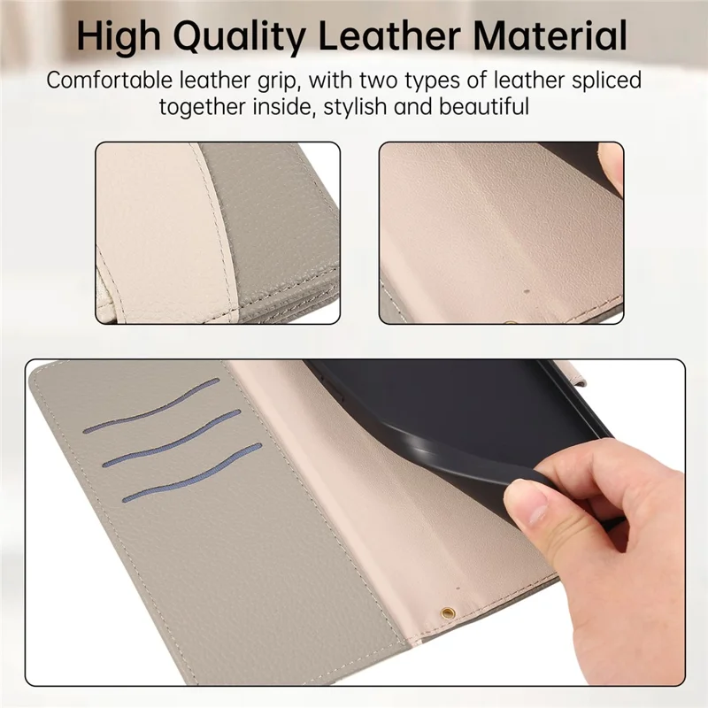 Phone Case For Google Pixel 9  /  9 Pro Zipper Wallet Color Splicing TPU PU Leather Flip Phone Cover with Strap - Grey