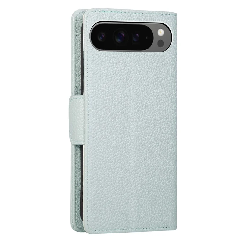 Flip-Case für Google Pixel 10 Pro XL mit Reißverschluss-Wallet, Farbverbindung aus TPU und PU-Leder, mit Strap - Grün