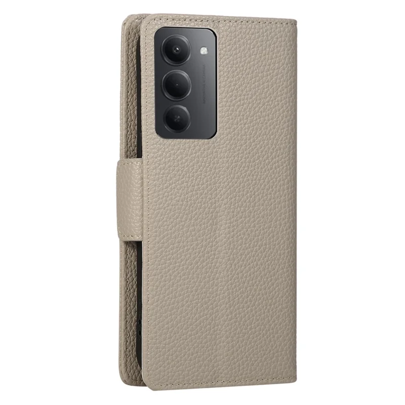 Telefoonhoesje voor Xiaomi Redmi 15 4G (EU) (171 mm) / 15 5G (EU) (171 mm) met rits, portemonnee, kleurcombinatie, TPU, PU-leer, oprolbaar hoesje met riem - Grijs