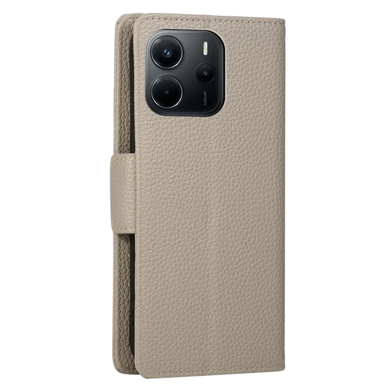 Cover con Portafoglio con Cerniera per Xiaomi Redmi Note 14 5G, Custodia Pieghevole in PU e TPU con Tracolla, Colori Combinati - Grigio