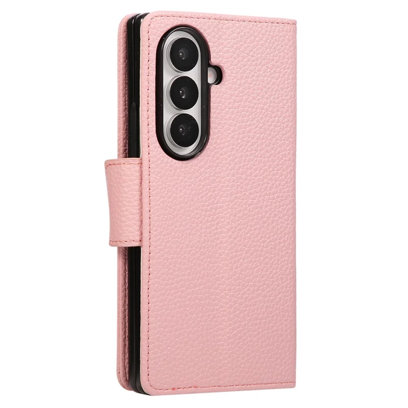 For Samsung Galaxy Z Fold6 5G Case Zipper Wallet Color Splicing TPU PU Leather Flip Phone Cover with Strap - Pink