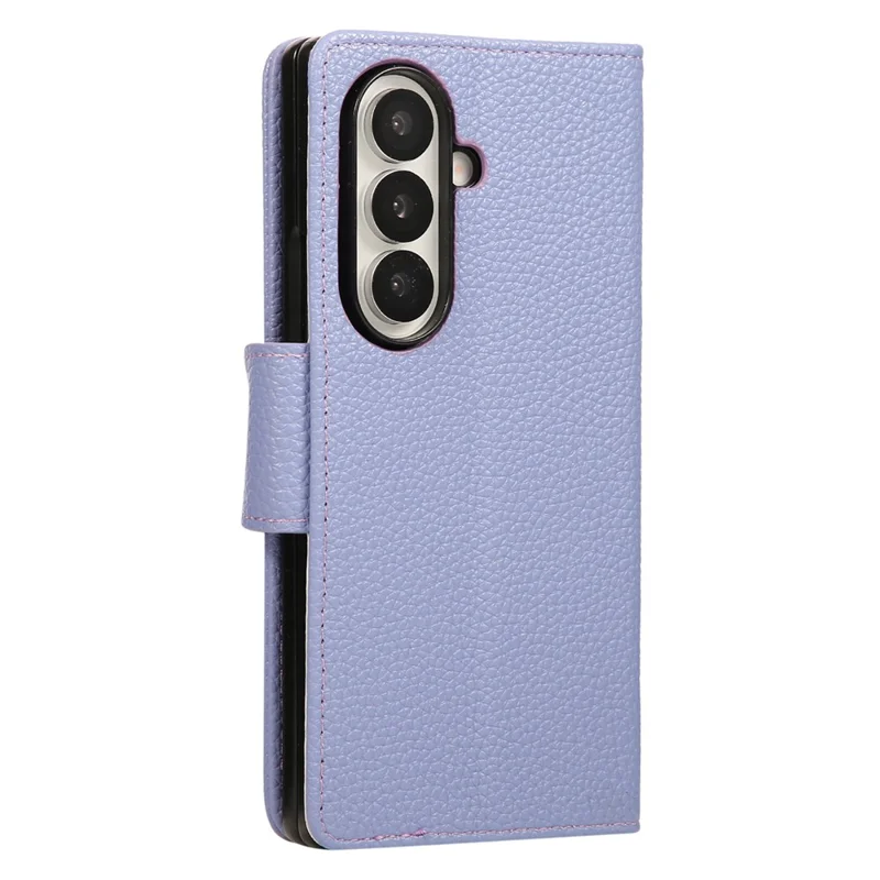 For Samsung Galaxy Z Fold6 5G Case Zipper Wallet Color Splicing TPU PU Leather Flip Phone Cover with Strap - Purple