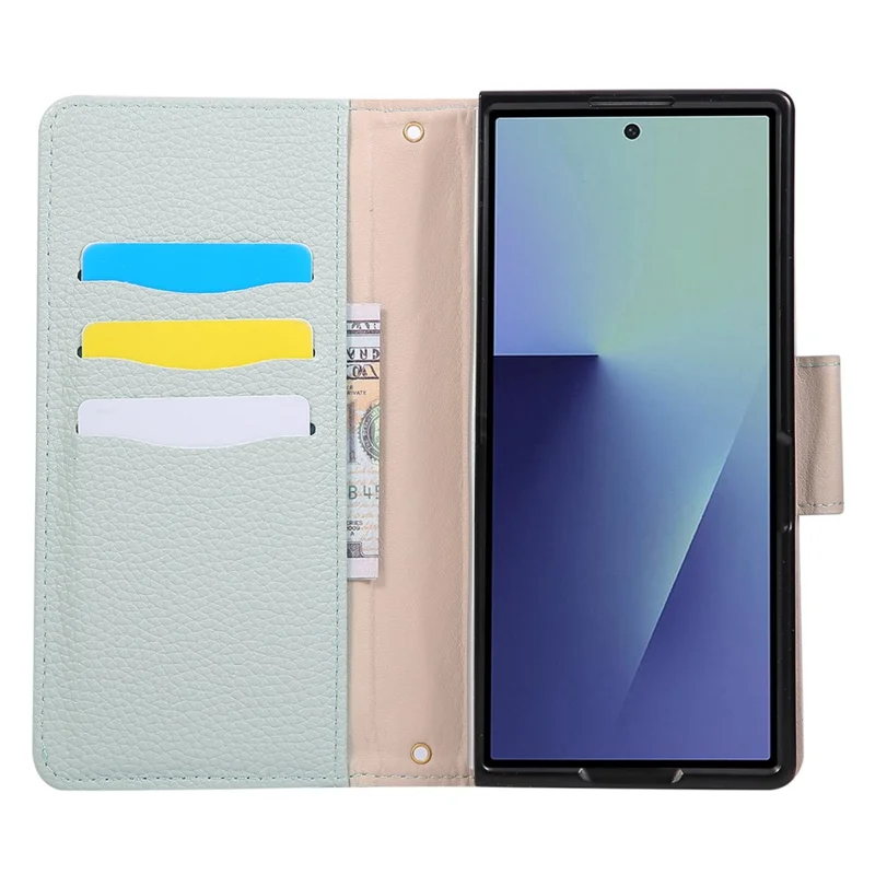 For Samsung Galaxy Z Fold5 5G Case Zipper Wallet Color Splicing TPU PU Leather Flip Phone Cover with Strap - Green