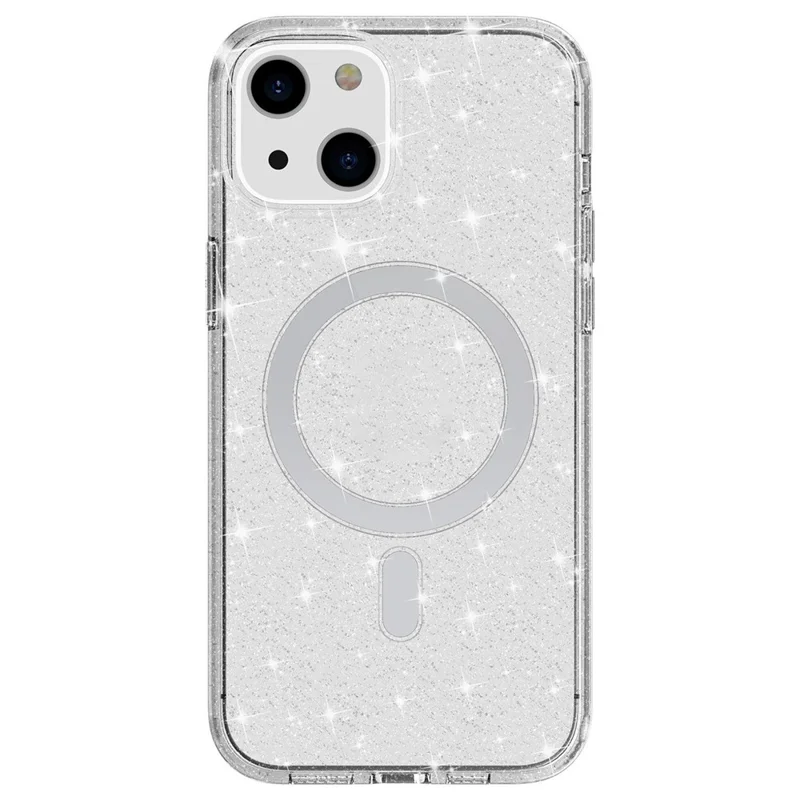 Für Iphone 14 Plus TPU+PC Phone Protective Case Glitzer Magnetische Anti-kratzer-rückdeckabdeckung Kompatibel Mit Magsafe Ladegerät - Weiß