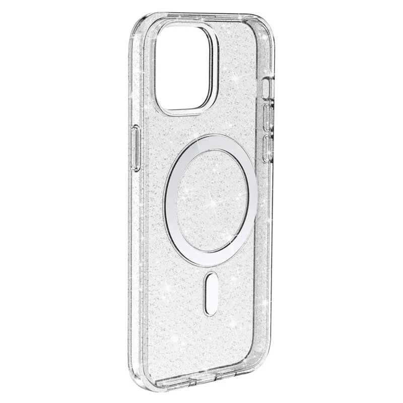 Für Iphone 14 Plus TPU+PC Phone Protective Case Glitzer Magnetische Anti-kratzer-rückdeckabdeckung Kompatibel Mit Magsafe Ladegerät - Weiß