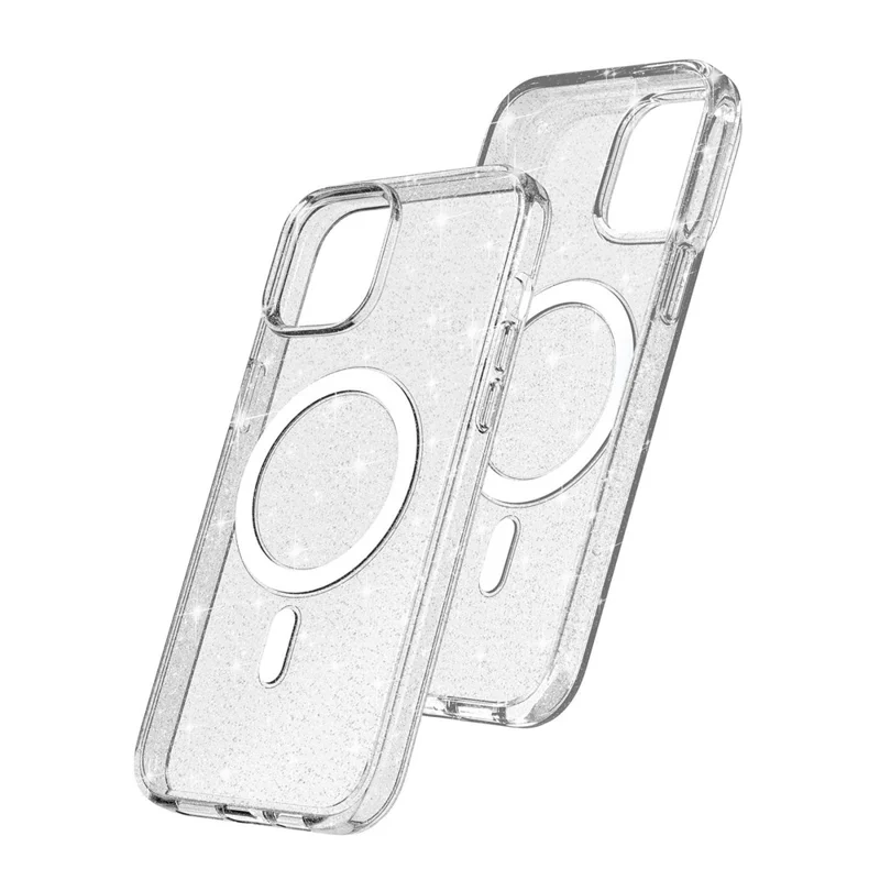 Für Iphone 14 Plus TPU+PC Phone Protective Case Glitzer Magnetische Anti-kratzer-rückdeckabdeckung Kompatibel Mit Magsafe Ladegerät - Weiß