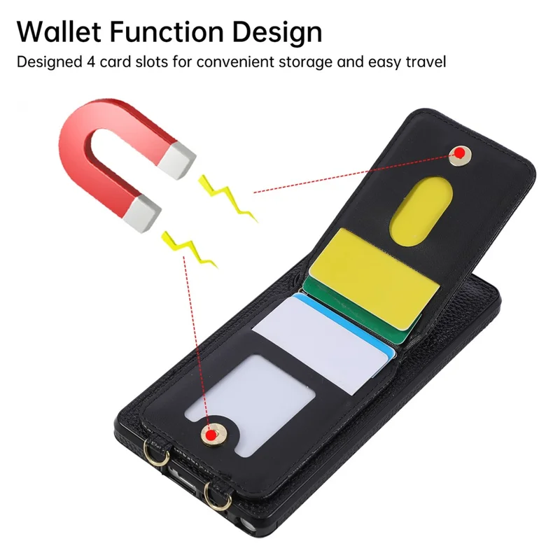 For Samsung Galaxy S25 Ultra Case Kickstand Rhombus Leather + TPU Phone Cover with Shoulder Strap - Black