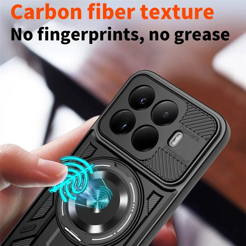 Für Xiaomi 15T Pro Magnetische Hülle Mit Drehbarem Ständer TPU + PC Handyhülle - Schwarz