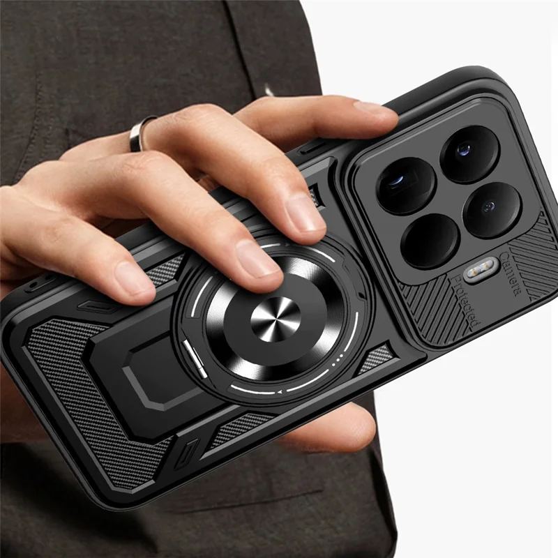 Für Xiaomi 15T Pro Magnetische Hülle Mit Drehbarem Ständer TPU + PC Handyhülle - Schwarz