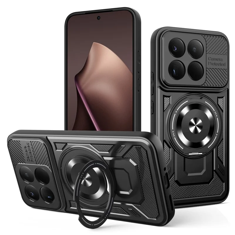 Für Xiaomi 15T Magnetische Hülle Mit Drehbarem Ständer TPU + PC Handyhülle - Schwarz