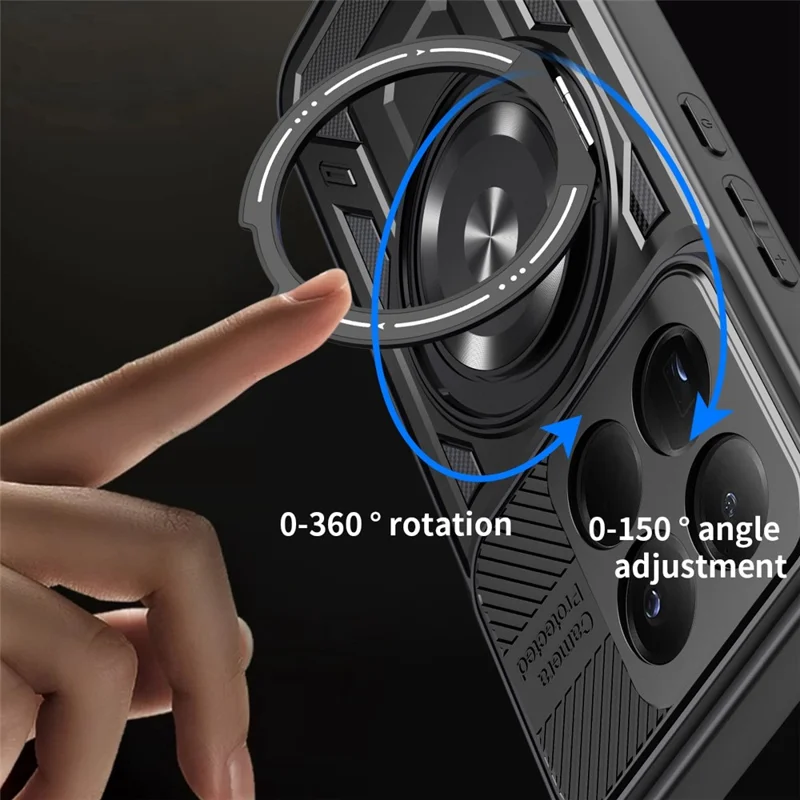 Für Xiaomi 15T Magnetische Hülle Mit Drehbarem Ständer TPU + PC Handyhülle - Schwarz