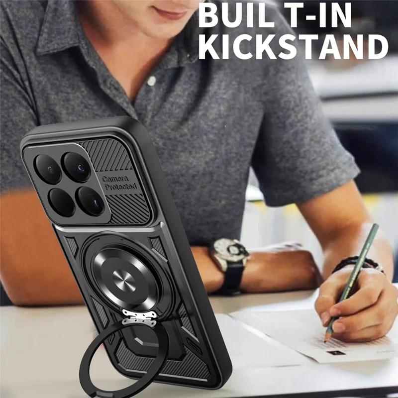 Für Xiaomi 15T Magnetische Hülle Mit Drehbarem Ständer TPU + PC Handyhülle - Schwarz