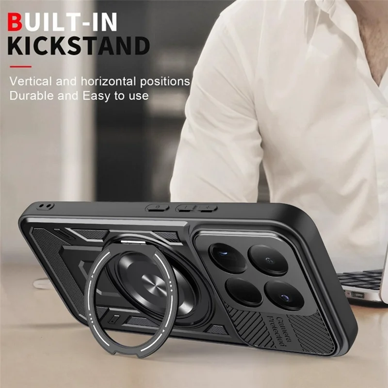 Für Xiaomi 15T Magnetische Hülle Mit Drehbarem Ständer TPU + PC Handyhülle - Schwarz
