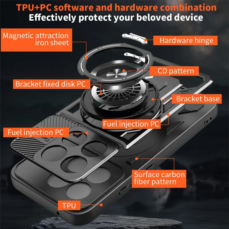 Für Xiaomi 15T Magnetische Hülle Mit Drehbarem Ständer TPU + PC Handyhülle - Schwarz