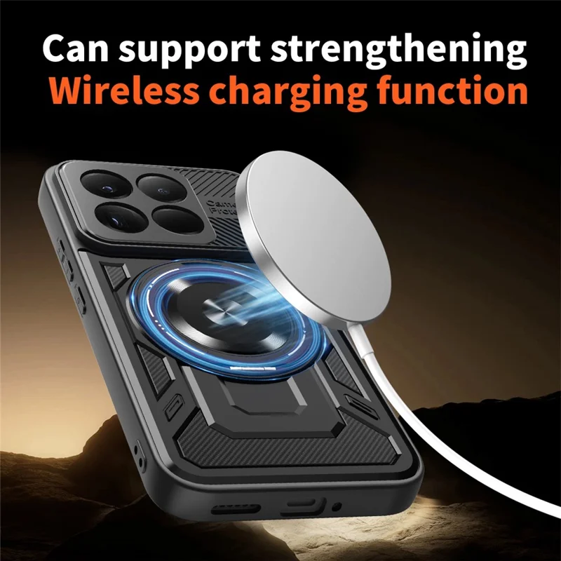 Für Xiaomi 15T Magnetische Hülle Mit Drehbarem Ständer TPU + PC Handyhülle - Schwarz