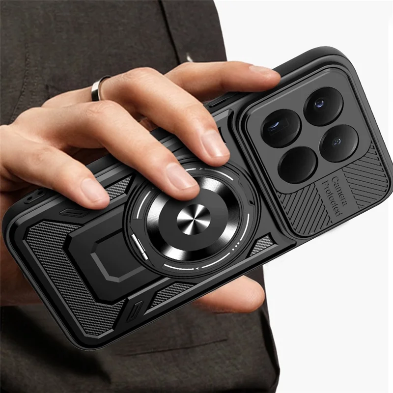 Für Xiaomi 15T Magnetische Hülle Mit Drehbarem Ständer TPU + PC Handyhülle - Schwarz