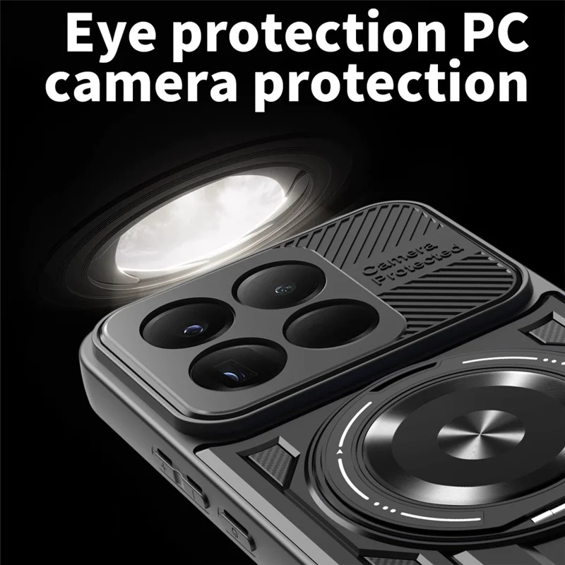 Für Xiaomi 15T Magnetische Hülle Mit Drehbarem Ständer TPU + PC Handyhülle - Schwarz