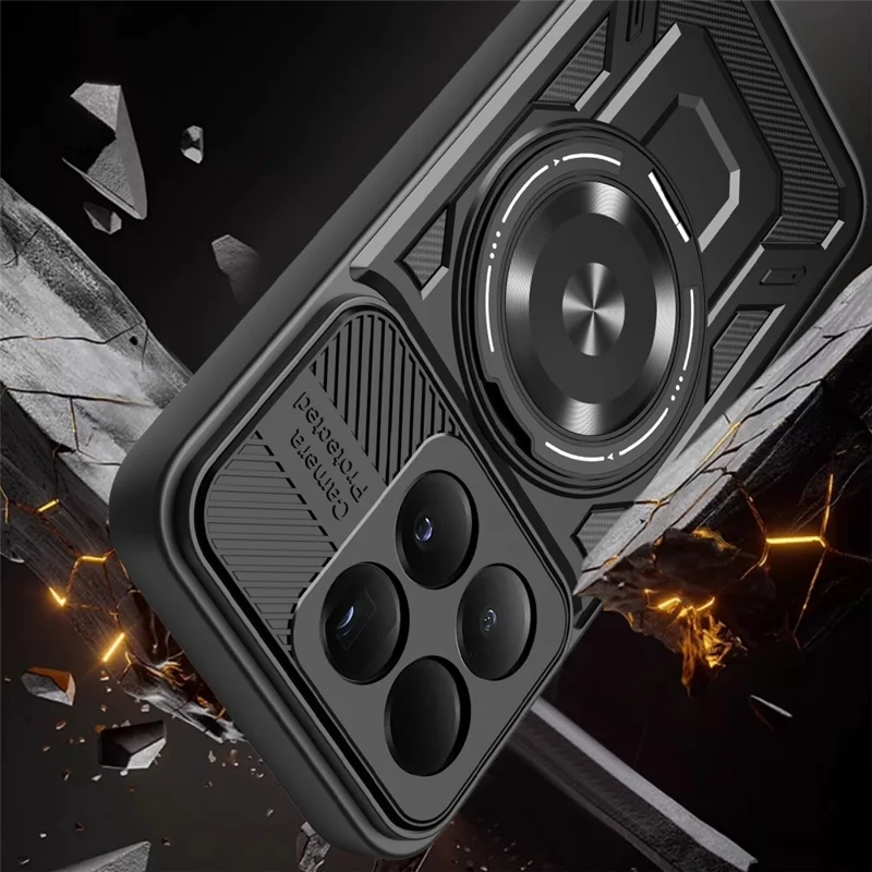 Für Xiaomi 15T Magnetische Hülle Mit Drehbarem Ständer TPU + PC Handyhülle - Schwarz