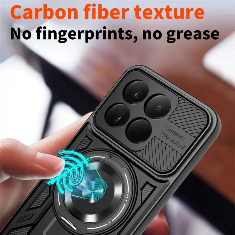 Für Xiaomi 15T Magnetische Hülle Mit Drehbarem Ständer TPU + PC Handyhülle - Schwarz