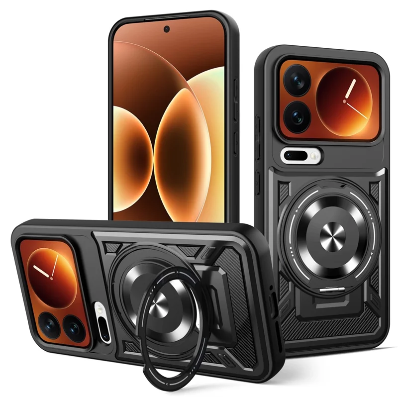 Für Xiaomi 17 Pro Magnetische Hülle Mit Drehbarem Ständer TPU + PC Handyhülle - Schwarz