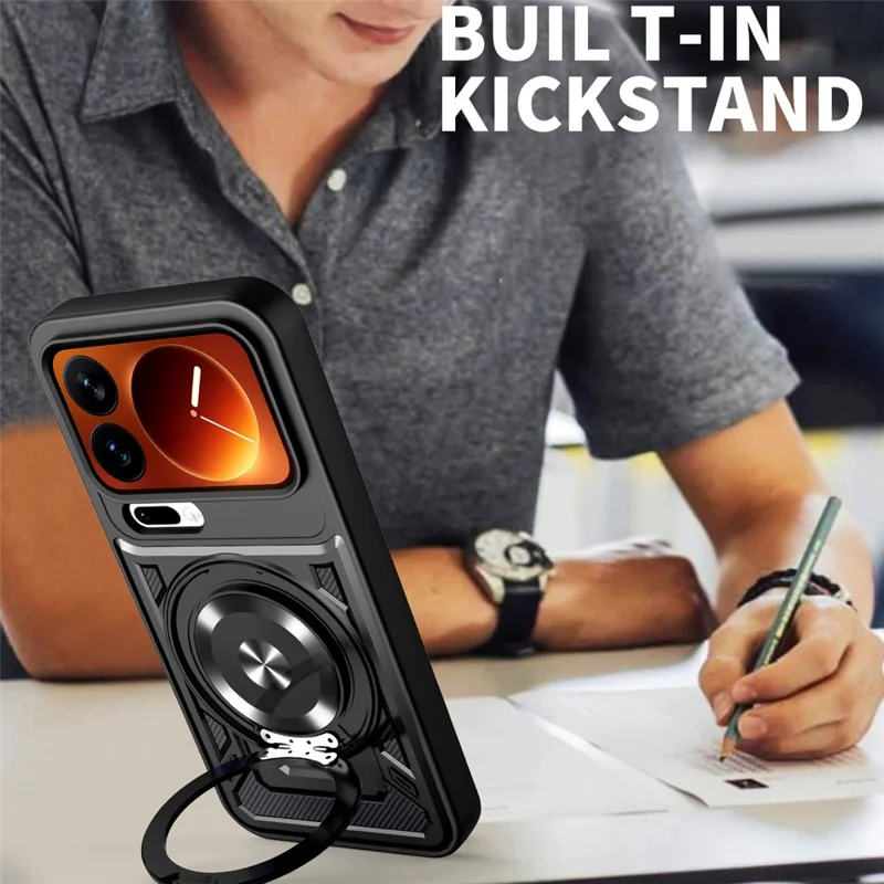 Für Xiaomi 17 Pro Magnetische Hülle Mit Drehbarem Ständer TPU + PC Handyhülle - Schwarz