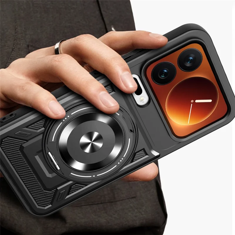 Für Xiaomi 17 Pro Magnetische Hülle Mit Drehbarem Ständer TPU + PC Handyhülle - Schwarz