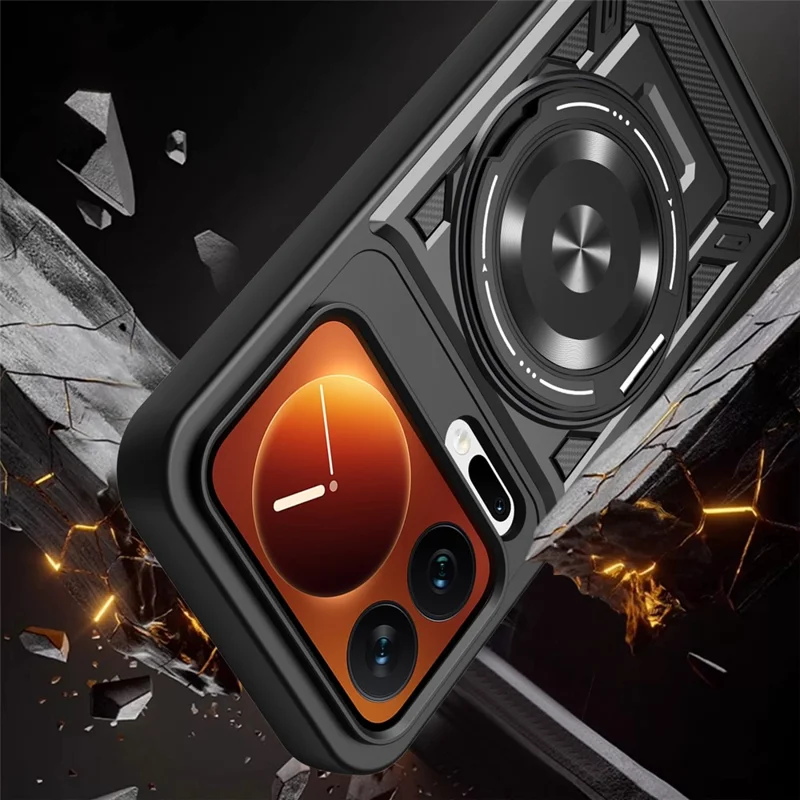 Für Xiaomi 17 Pro Magnetische Hülle Mit Drehbarem Ständer TPU + PC Handyhülle - Schwarz