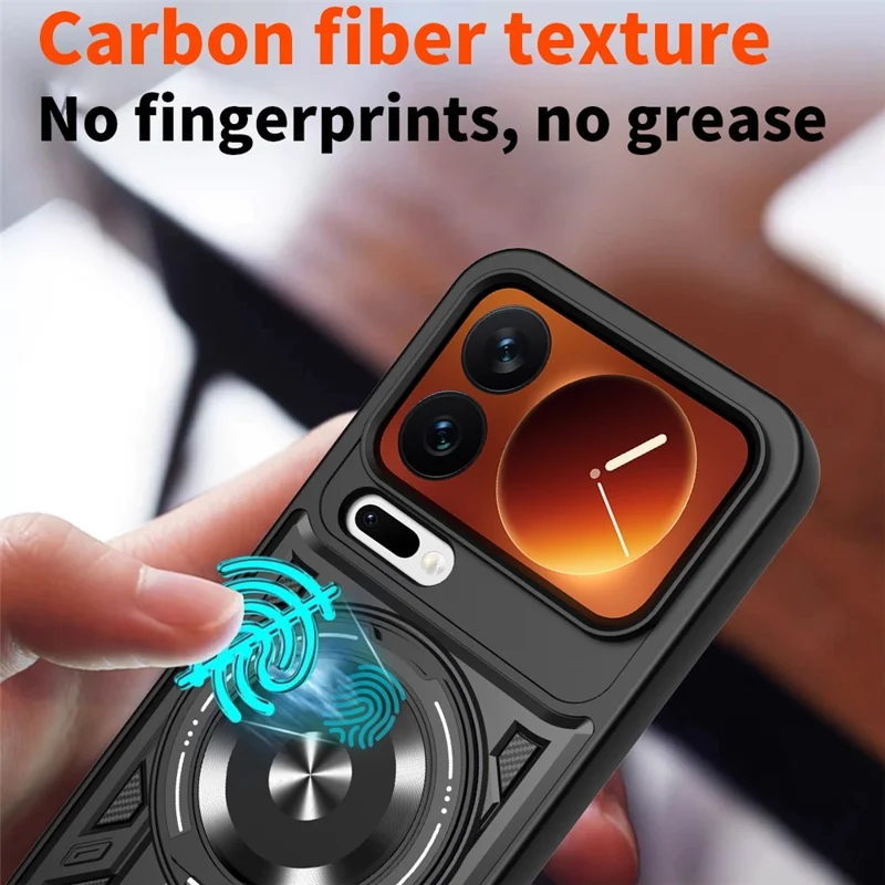 Magnetische Hülle für Xiaomi 17 Pro Max mit drehbarem Ständer TPU + PC Handyhülle - Schwarz