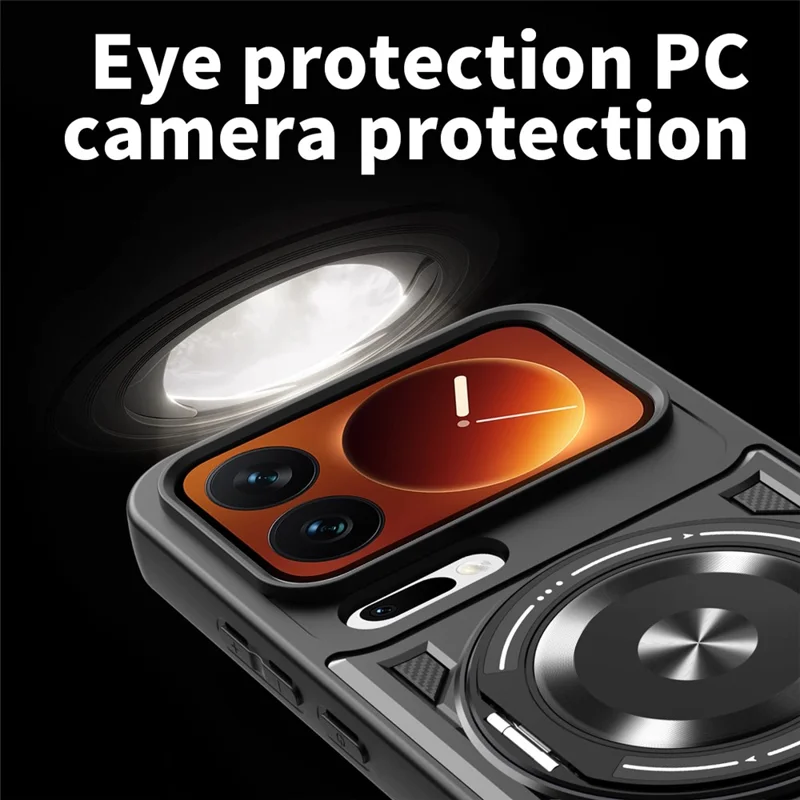 Magnetische Hülle für Xiaomi 17 Pro Max mit drehbarem Ständer TPU + PC Handyhülle - Schwarz