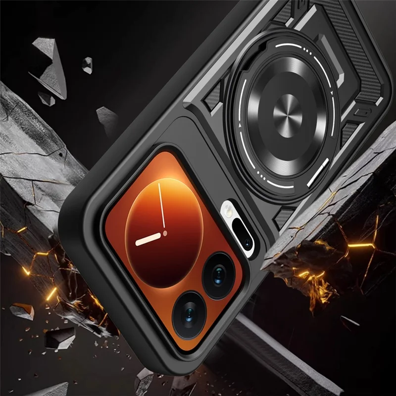 Magnetische Hülle für Xiaomi 17 Pro Max mit drehbarem Ständer TPU + PC Handyhülle - Schwarz