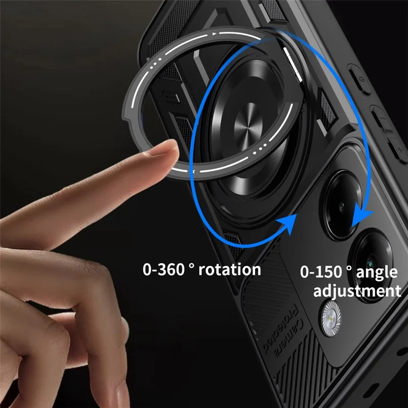 Für Xiaomi Poco M7 Pro 5G Magnetische Hülle Drehbarer Ständer TPU + PC Handyhülle - Schwarz