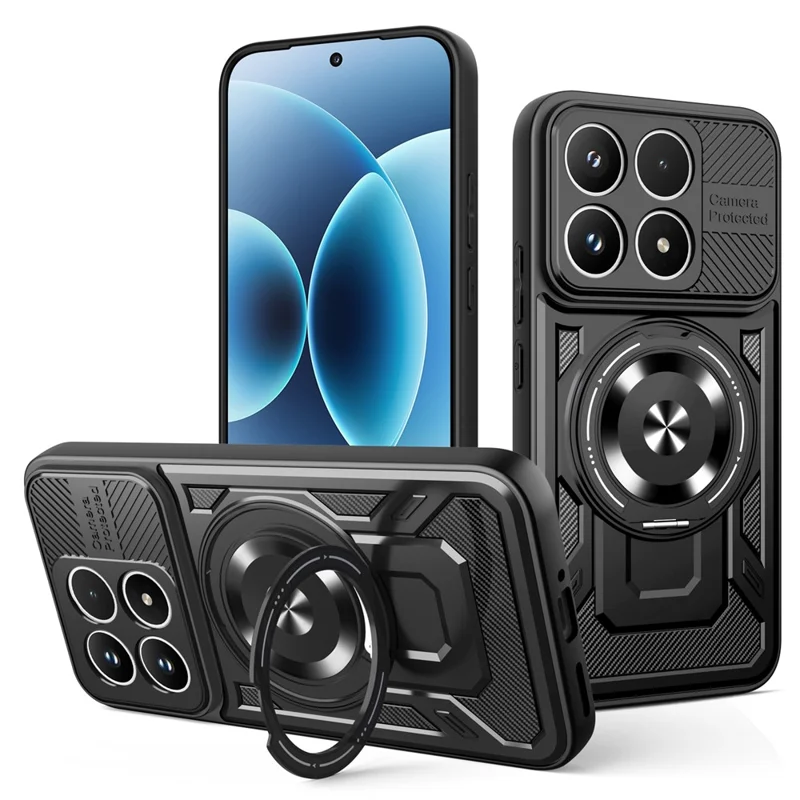 Für Xiaomi 17 Magnetische Hülle Mit Drehbarem Ständer TPU + PC Handyhülle - Schwarz