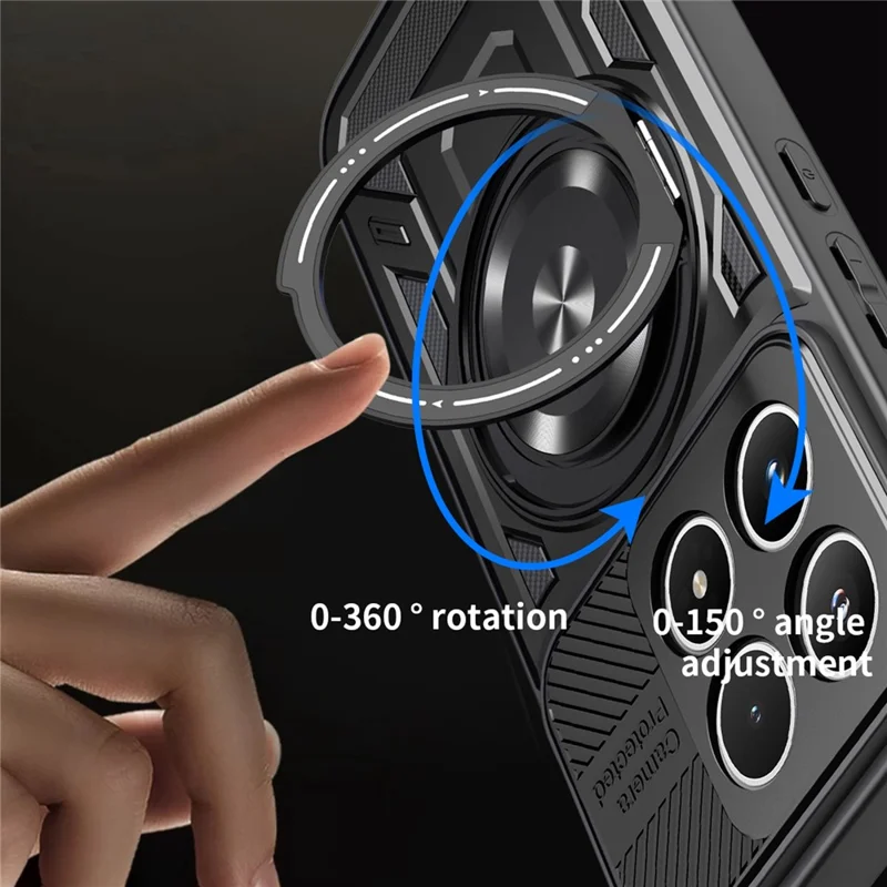 Für Xiaomi 17 Magnetische Hülle Mit Drehbarem Ständer TPU + PC Handyhülle - Schwarz