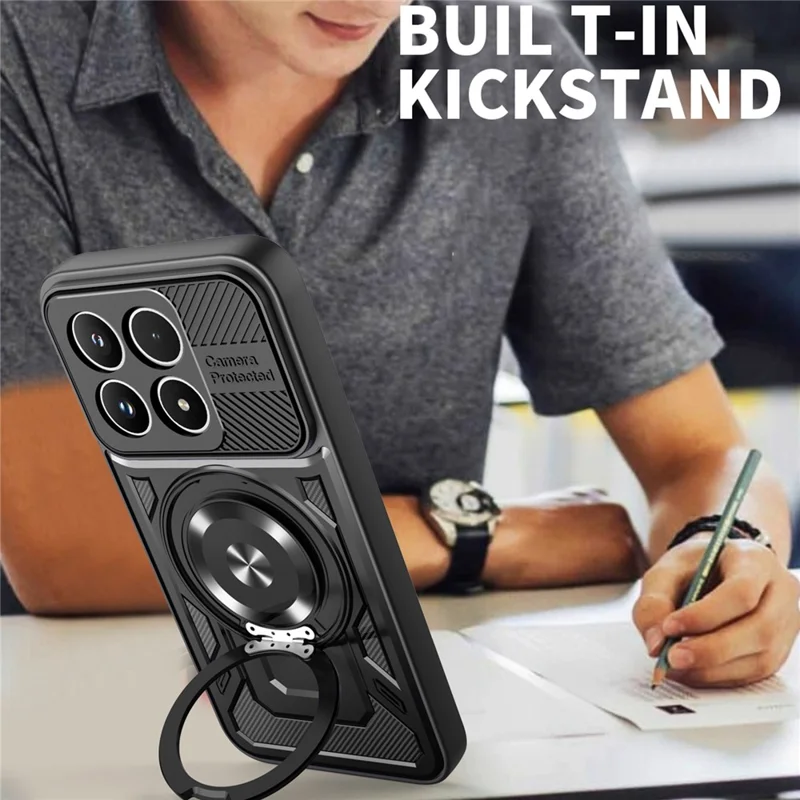 Für Xiaomi 17 Magnetische Hülle Mit Drehbarem Ständer TPU + PC Handyhülle - Schwarz