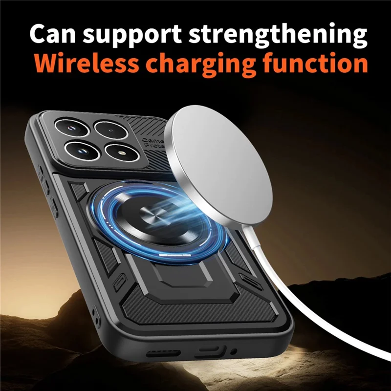 Für Xiaomi 17 Magnetische Hülle Mit Drehbarem Ständer TPU + PC Handyhülle - Schwarz