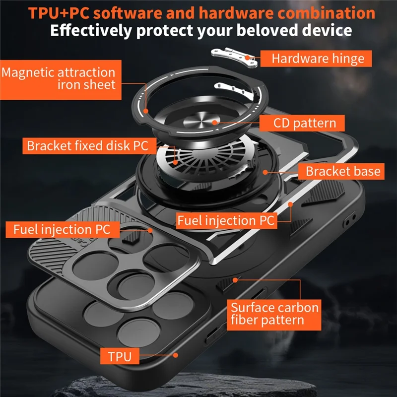 Für Xiaomi 17 Magnetische Hülle Mit Drehbarem Ständer TPU + PC Handyhülle - Schwarz