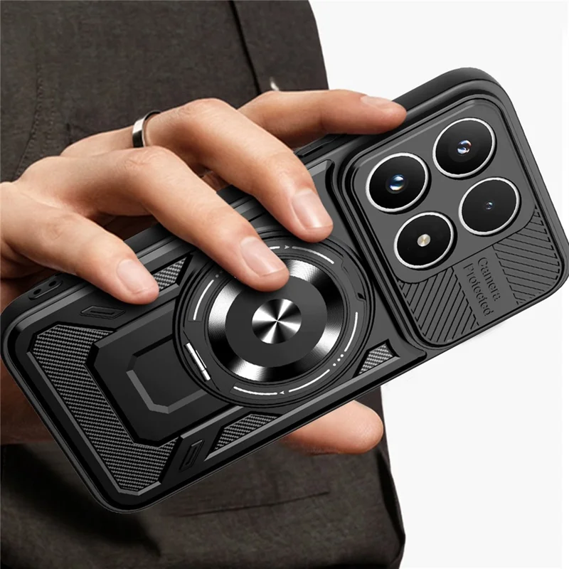 Für Xiaomi 17 Magnetische Hülle Mit Drehbarem Ständer TPU + PC Handyhülle - Schwarz