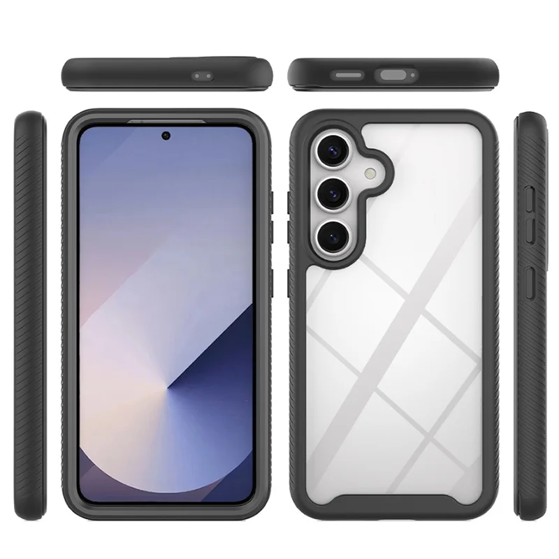 For Samsung Galaxy A57 5G Clear Case PC + TPU Phone Back Cover with PET Screen Film - Black